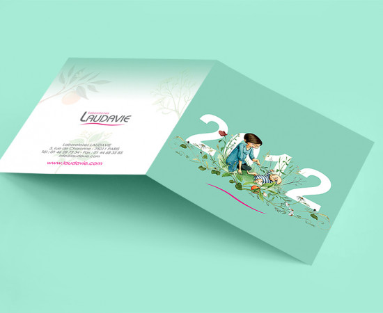 CREATION CARTE DE VOEUX CALMOSINE / LAUDAVIE : Mise en page, conception et création.