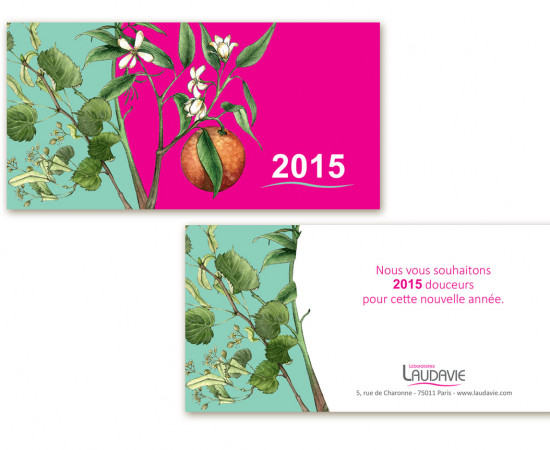 CREATION CARTE DE VOEUX CALMOSINE / LAUDAVIE : Mise en page, conception et création.