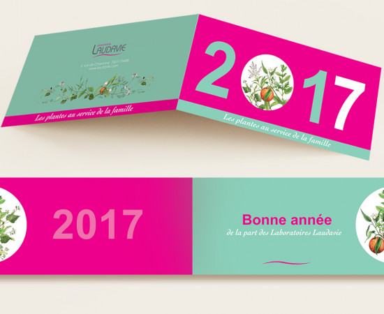 CREATION CARTE DE VOEUX LAUDAVIE / CALMOSINE. Mise en page, création et conception.