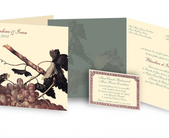 MARIAGE SUR LE THEME DE LA VIGNE.